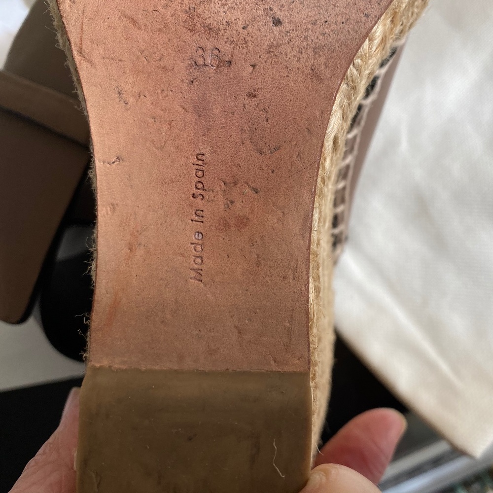 Celine espadrille brown Leather strap wedges ankle strap 36 peep-open toe/heel - Picture 8 of 9